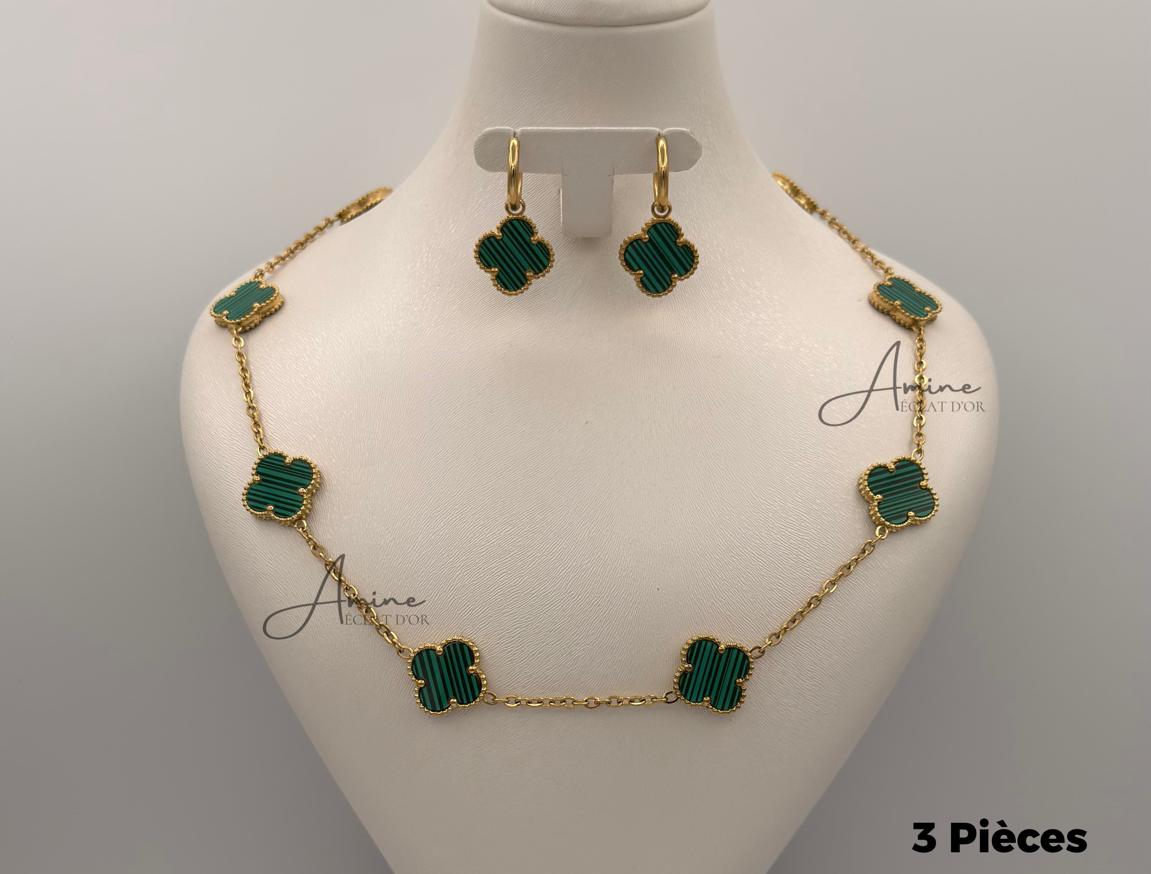 Collier, Bracelet et Boucles D’oreilles Van Cleef en Acier | Ref: 00142