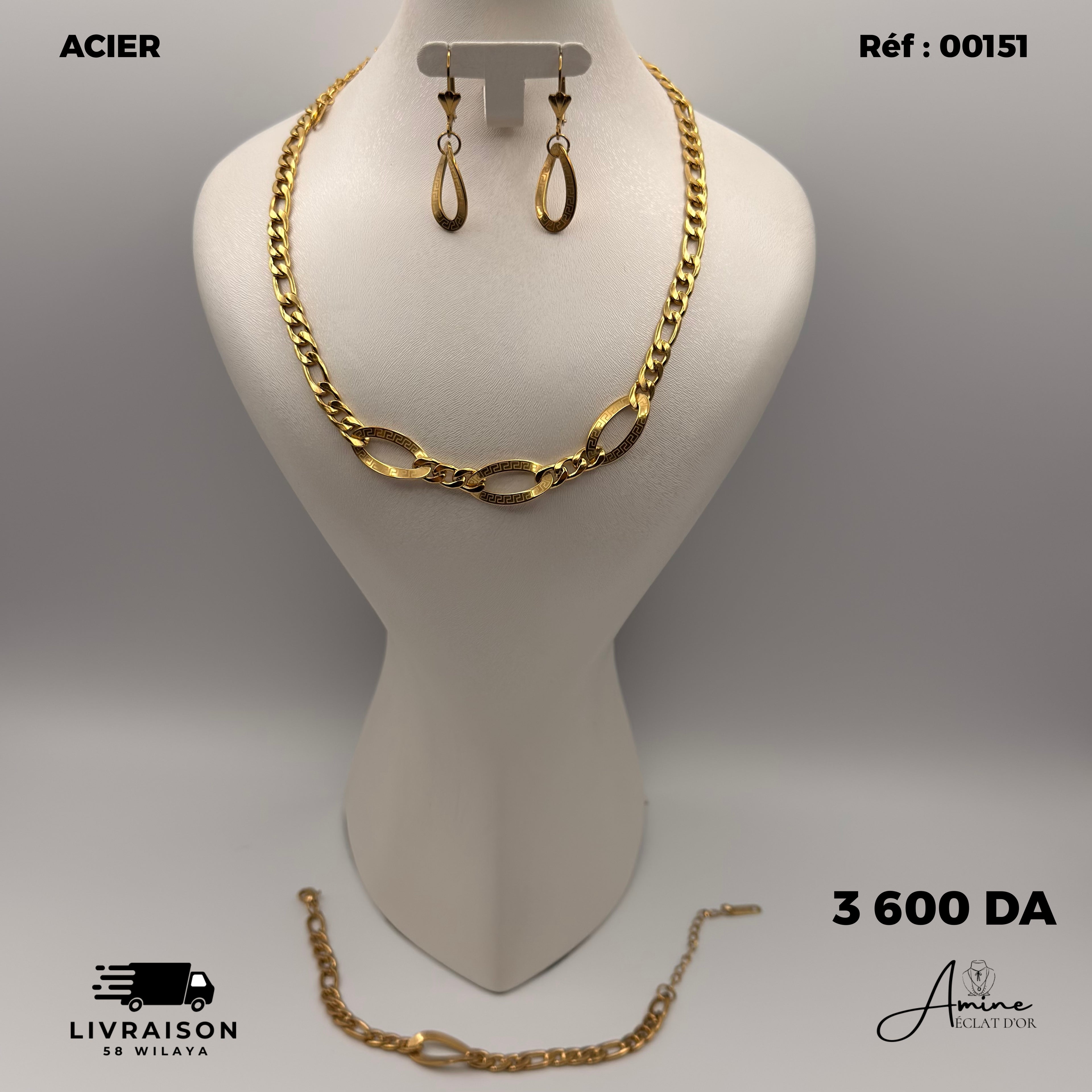 Collier, Boucles d’oreilles et Bracelet cartier en Acier | Ref: 00151