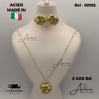 Collier et Boucles D'Oreilles Italien en Acier | Ref: 00152