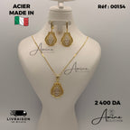 Collier et Boucles D'Oreilles Italien en Acier | Ref: 00154