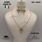 Collier et Boucles D'Oreilles Italien en Acier | Ref: 00157