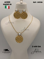 Collier et Boucles D'Oreilles Italien en Acier | Ref: 00158