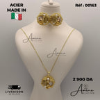Collier et Boucles D'Oreilles Italien en Acier | Ref: 00163