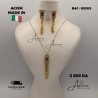 Collier et Boucles D'Oreilles Italien en Acier | Ref: 00165