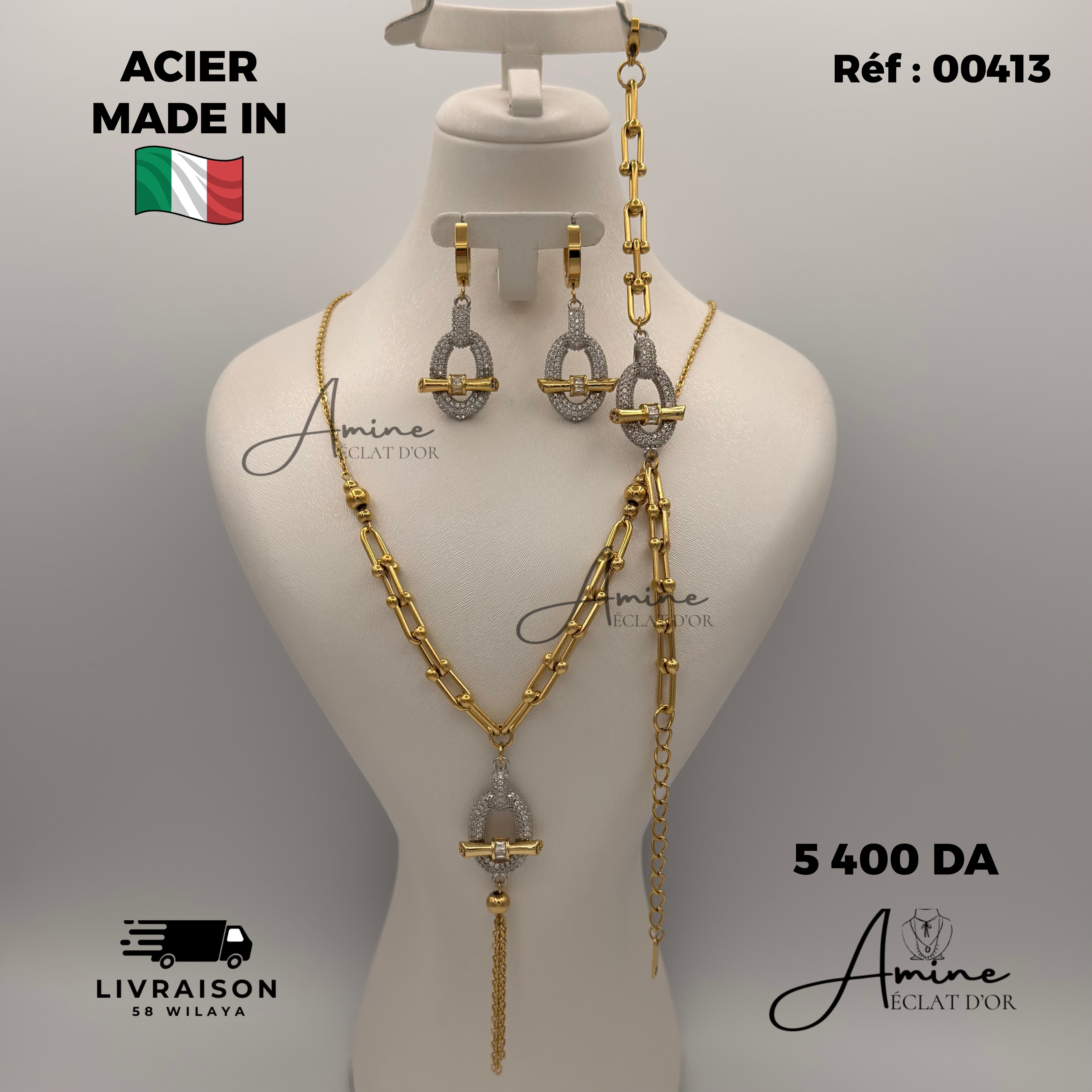 Parure Tiffany Italien en Acier | Ref: 00413