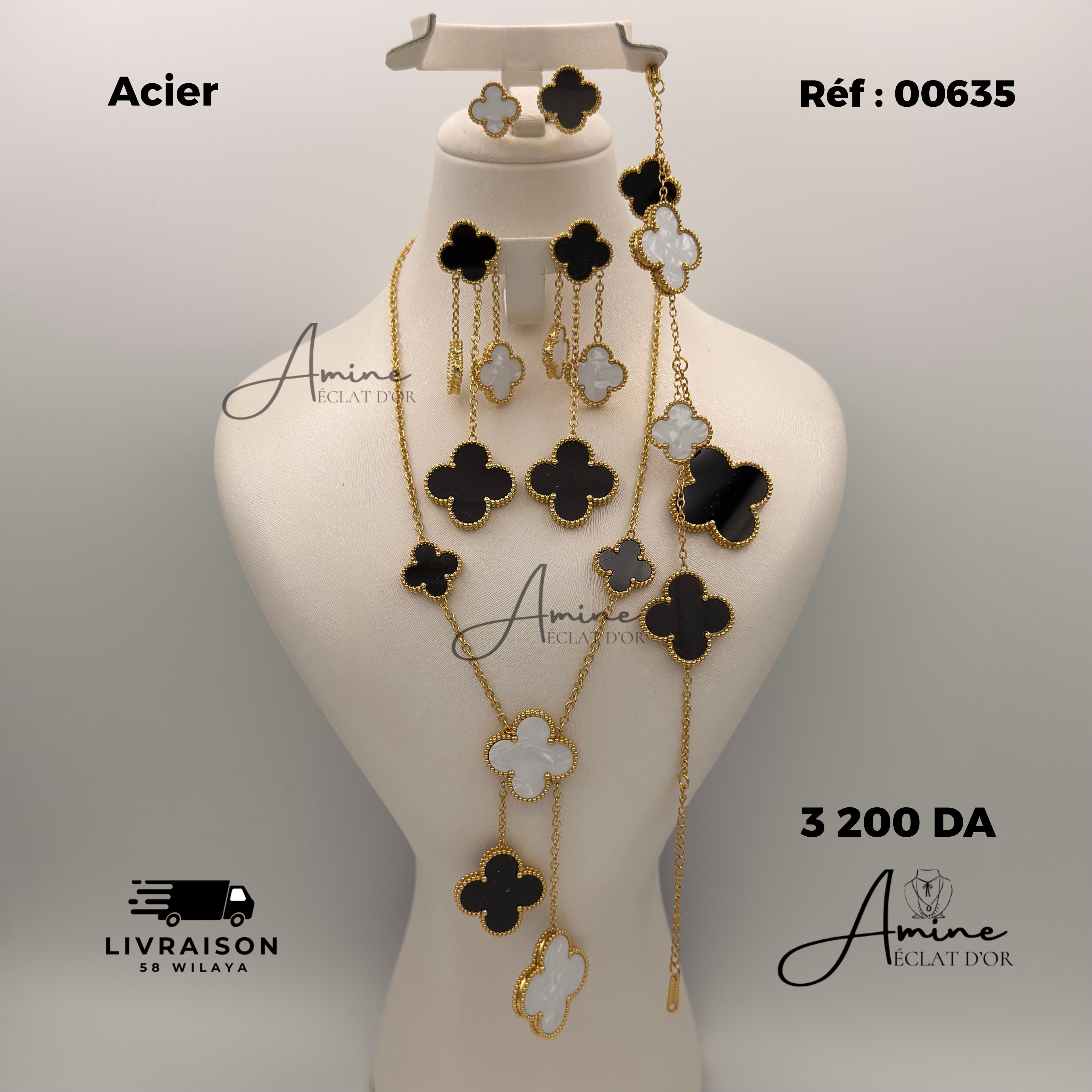 Ensemble Trèfle – Parure assortie en acier (4 Couleurs)