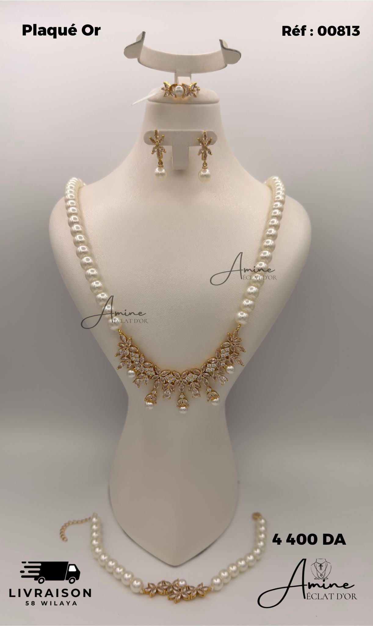 Parure Perles en Plaqué Or Doré | Ref: 00813