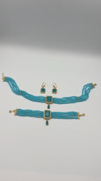 Parure Pierre Bleu en Plaqué Or | Ref: 00804