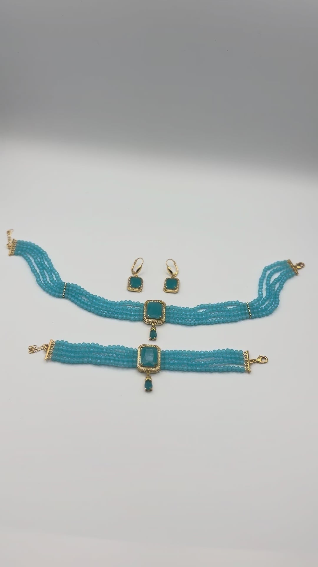 Parure Pierre Bleu en Plaqué Or | Ref: 00804