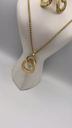 Collier et Boucles D'Oreilles Italien en Acier | Ref: 00412